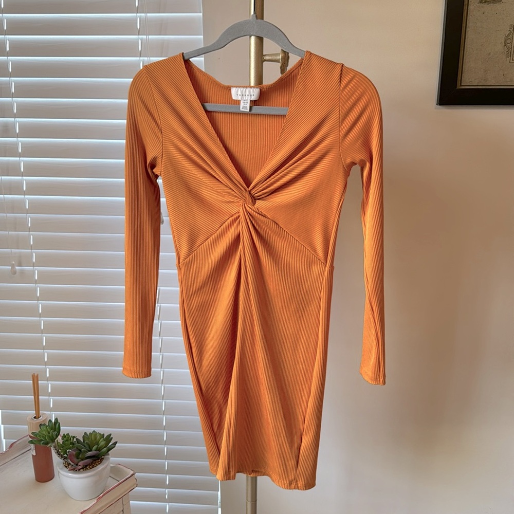 Top Shop mustard dress with knotted detail